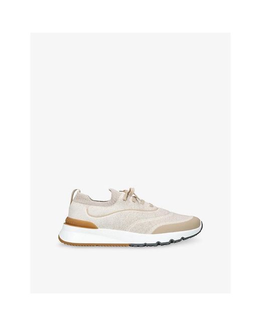 Brunello Cucinelli White Sportiv Knitted Trainers for men
