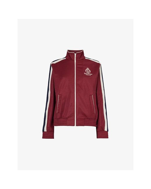 Sporty & Rich Crown Logo-embroidered Woven Track Jacket