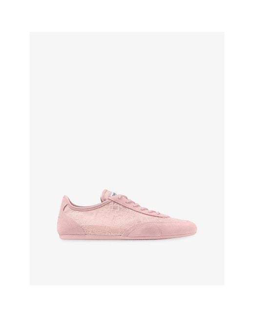 Jimmy Choo Pink Sunny F Lace And Suede Trainers