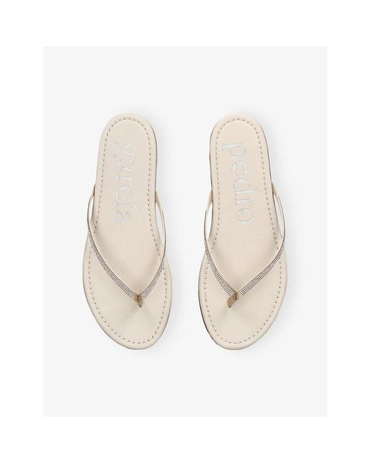 Pedro Garcia White Panabel Satin Flat Sandals
