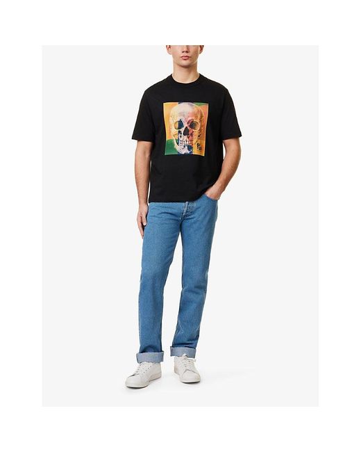 Paul Smith Black Skull Square Short-Sleeve Cotton-Jersey T-Shirt for men