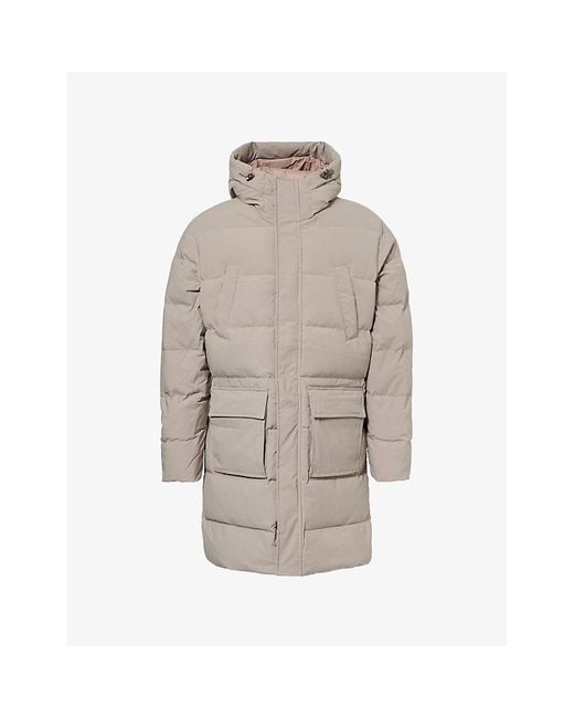 Arne Gray Hooded Mid-Length Puffer Parka for men