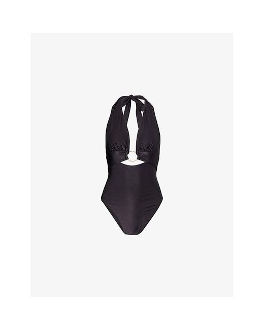 WE Are Tala Black Halter Plunge Ring Swimsuit