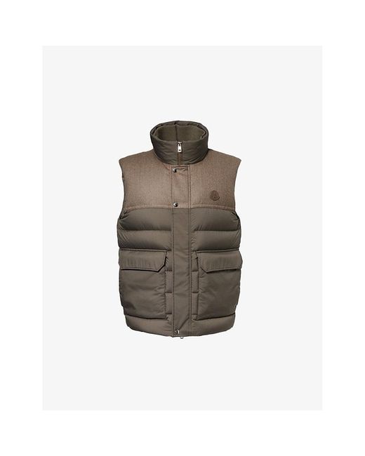 Moncler Rance Brand patch Regular fit Shell down Gilet in Brown