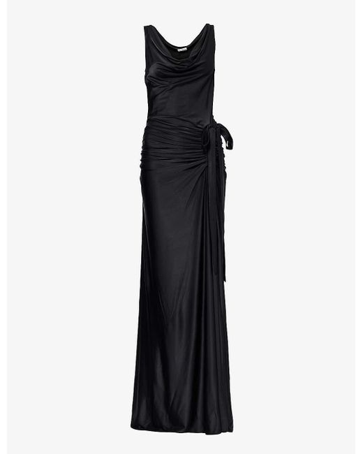 Rabanne Black Ruched Slim-fit Stretch-woven Maxi Dress
