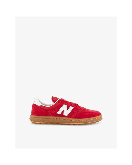 New Balance Red T500 Suede Low-Top Trainers