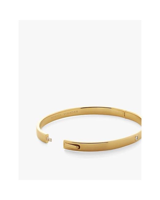 Monica Vinader Metallic Solitaire 18Ct-Plated Vermeil Sterling- And 0.015Ct Lab-Grown Diamond Bangle