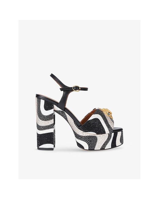 Kurt Geiger Multicolor Kensington Rhinestone-Embellished Woven Platform Sandals