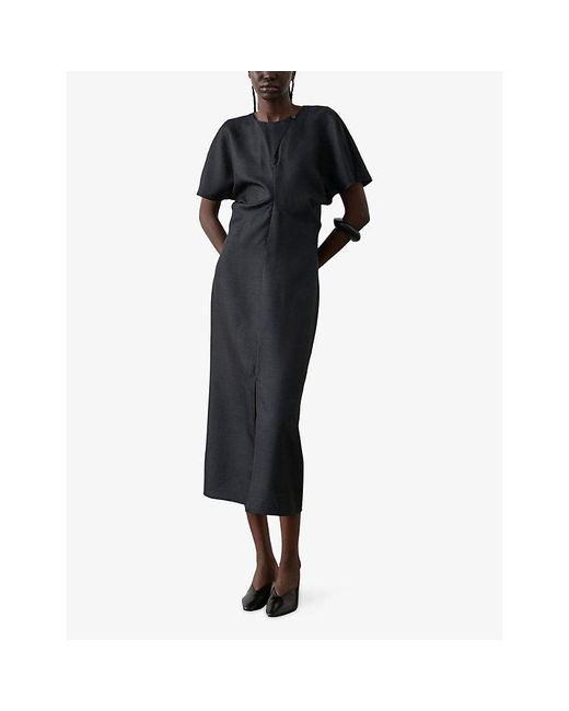 Soeur Blue Ella Slim-Fit Silk Midi Dress