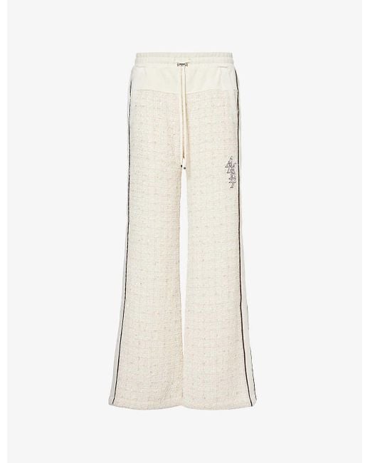 Amiri White Bouclé-panel Brand-embroidered Woven Trousers