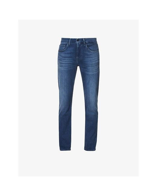7 For All Mankind Blue Slimmy Tapered Luxe Performance Plus Slim Jeans for men