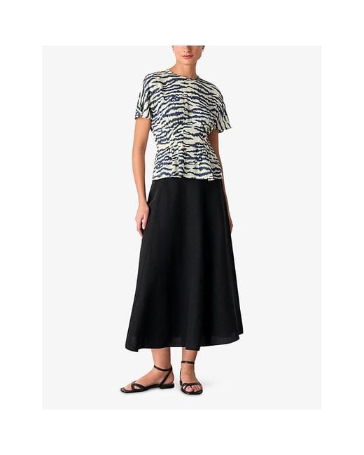 Whistles White Feathered-Tiger Shirred Woven Blouse