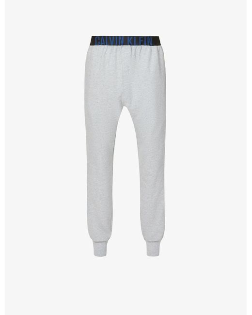 Calvin Klein Engineered Logo Stretch-cotton-blend jogging Bottoms in Grey Heather Blue (Gray