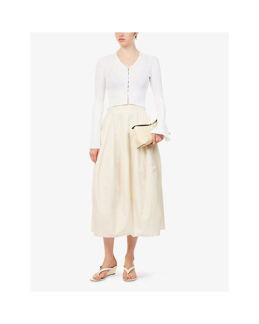 Yasmina Q Natural Mirabelle Sculptural Cotton Midi Skirt