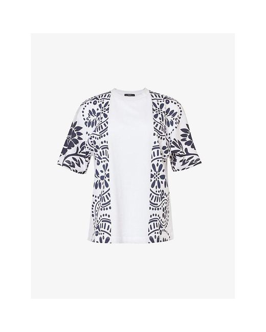 Weekend by Maxmara Blue Viterbo Floral-pattern Cotton-jersey T-shirt X