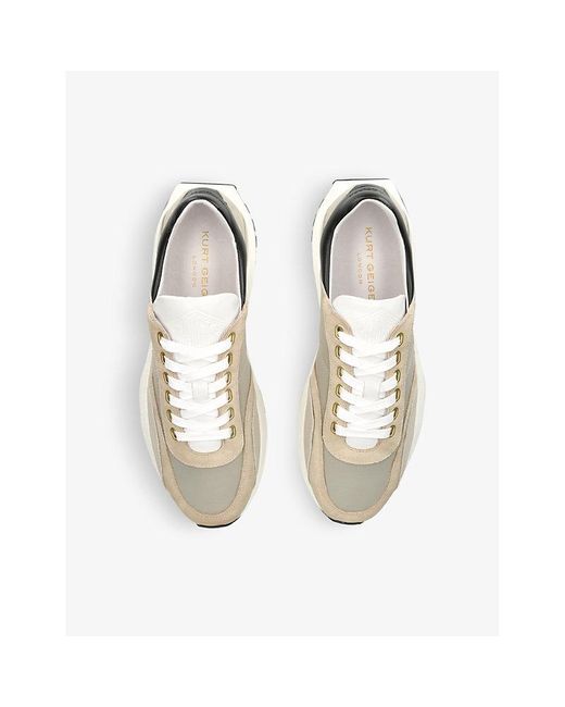 Kurt Geiger Gaspar Contrast-panel Leather Trainers in White for Men | Lyst