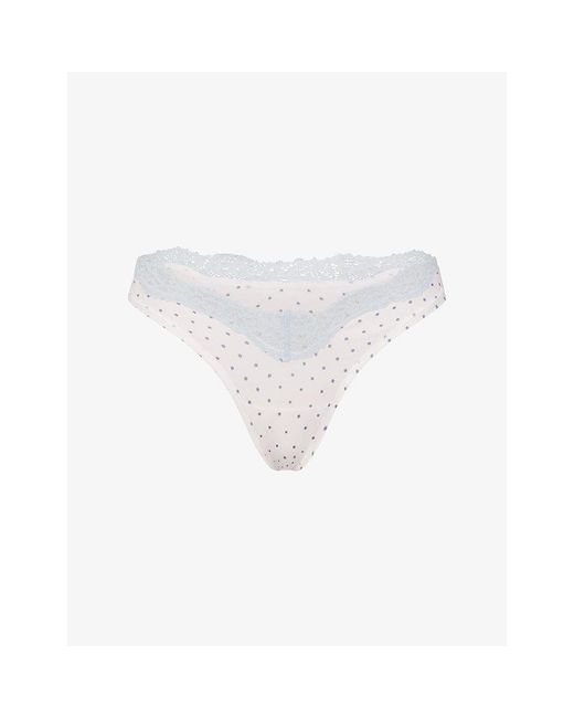 Skims White Fits Everybody Lace Dipped Thong