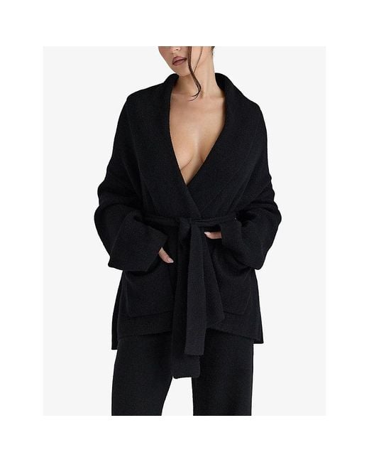 House Of Cb Black Madison Relaxed-Fit Wool Cardigan