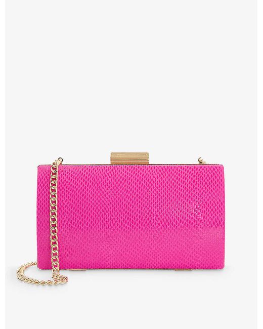 Dune Pink Belleview Faux-leather Box Clutch Bag