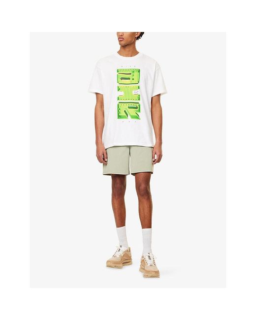 Nike Green Loose-Fit Printed Cotton-Jersey T-Shirt for men