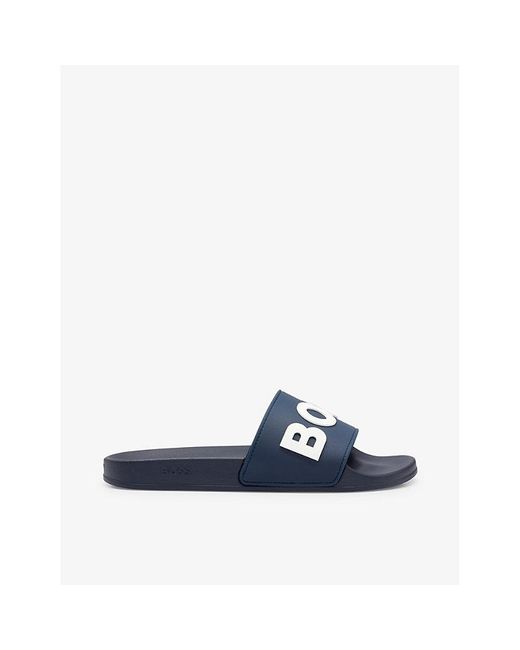 hugo boss sliders black and red