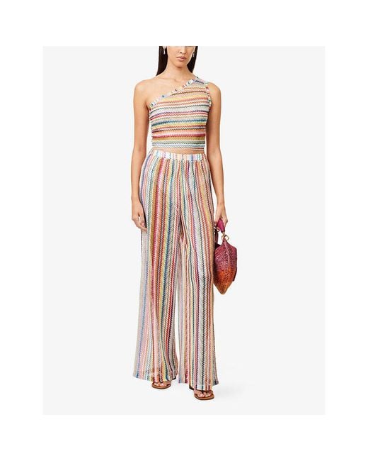 Missoni White Asymmetric Zig-Zag Knitted Top