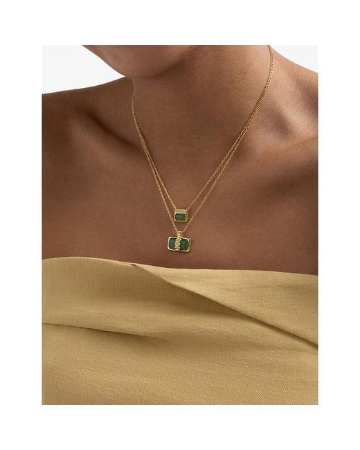 Astley Clarke White Aurora Ridge 18Ct- Plated Sterling- And Chalcedony Landscape Necklace