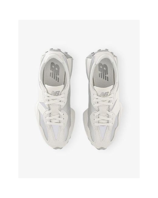 New Balance White 327 Suede And Leather Trainers