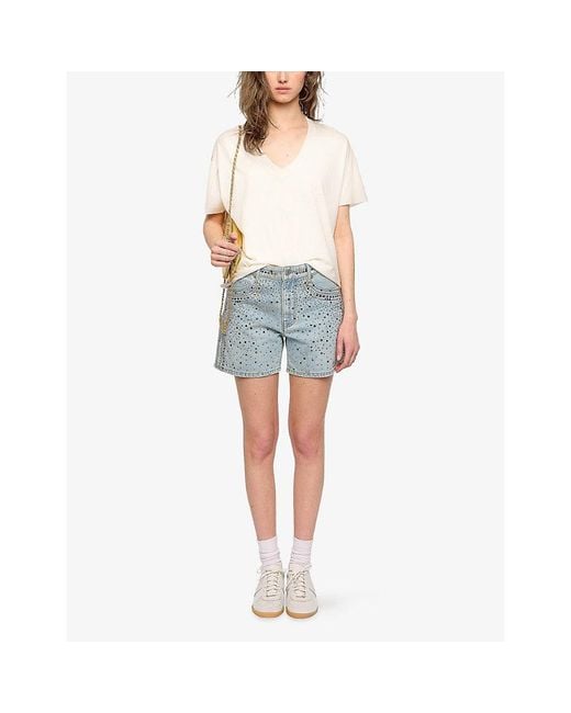 Zadig & Voltaire White Tommer Graphic-Print Short-Sleeve Cotton T-Shirt
