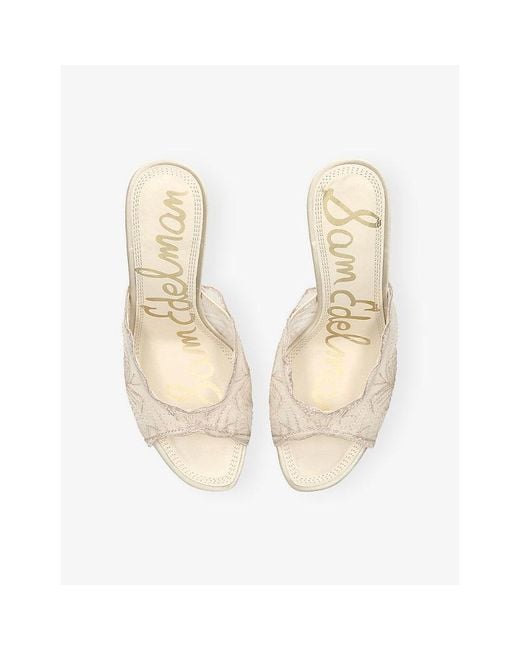Sam Edelman White Iva Lace Heeled Mules
