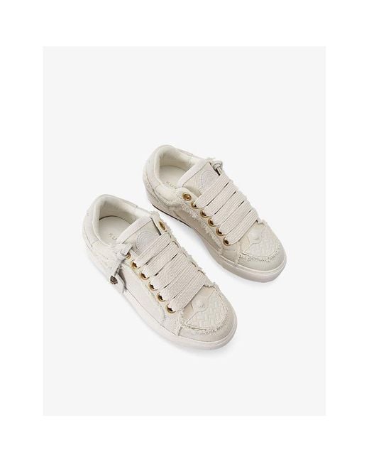 Kurt Geiger White Southbank Tag Denim Low-Top Trainers