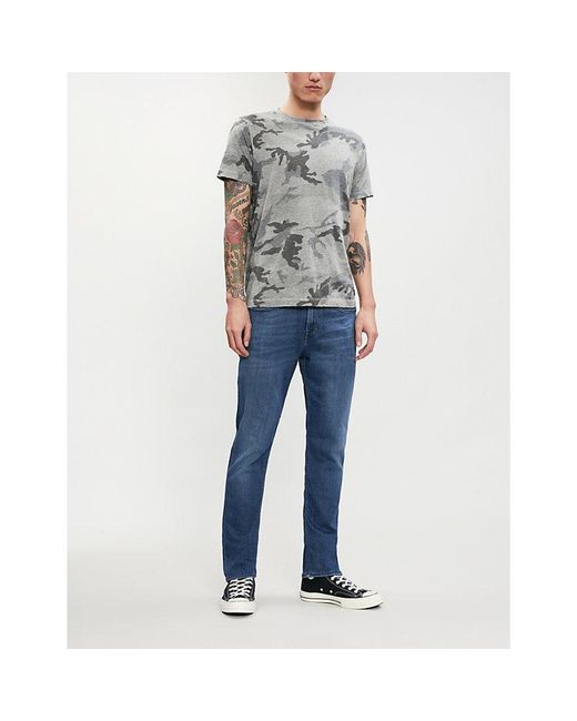 7 For All Mankind Blue Cotton Slimmy Luxe Performance Plus Slim-fit Jeans for men