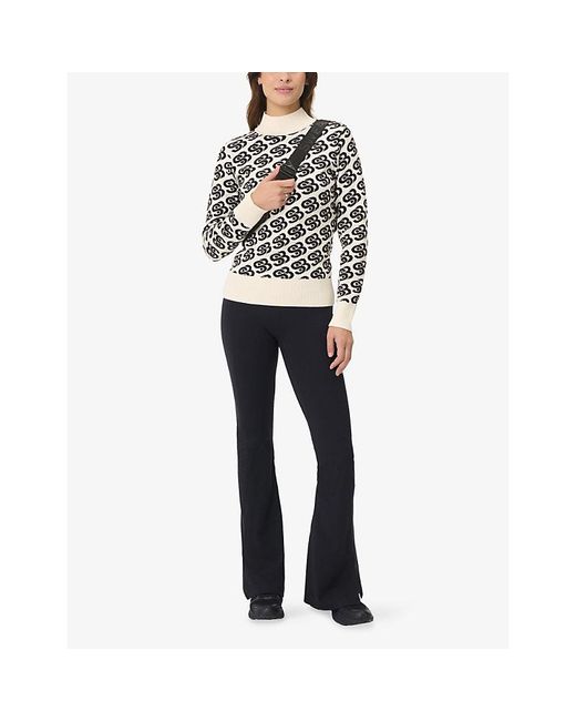 Sweaty Betty White Sb-Logo High-Neck Cotton And Wool-Blend Ski Mid-Layer Top