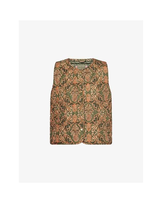 Barbour Natural X Farm Rio Fernanda Quilted Shell Gilet