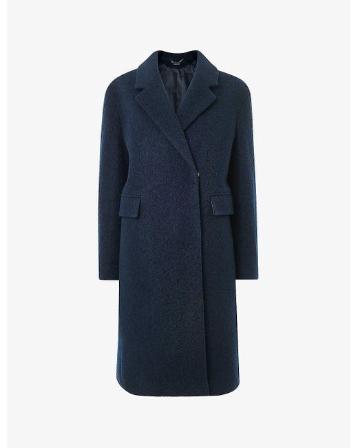 Whistles Blue Fran Relaxed-fit Boucle-wool Coat