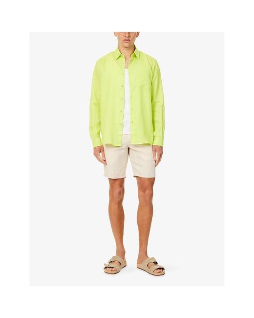 Vilebrequin Yellow Caroubis Long-Sleeve Linen Shirt for men