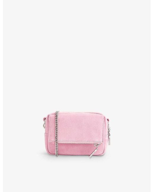 Whistles Pink Bibi Chain-strap Suede Mini Shoulder Bag