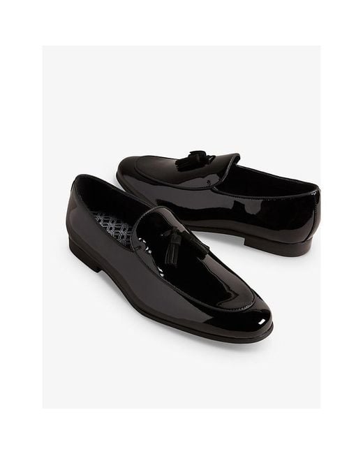 Ted Baker Black Erolll Tassel-embellished Patent-leather Loafers for men