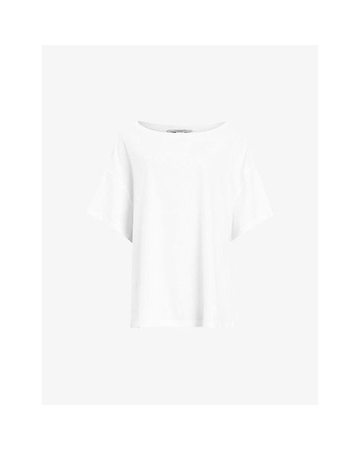 AllSaints White Lydia Oversized Organic-cotton T-shirt X