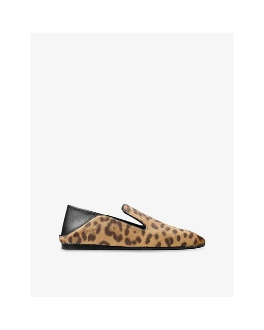 Jimmy Choo Natural Eliot Leopard Leather Loafer Slippers