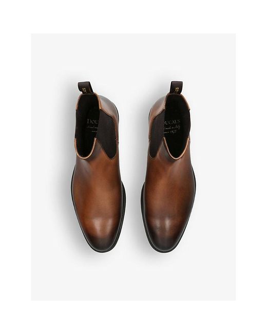 Doucal's Brown Flux Leather Chelsea Boots for men