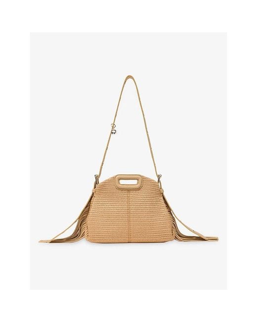 Maje Natural Miss M Mini Raffia Shoulder Bag
