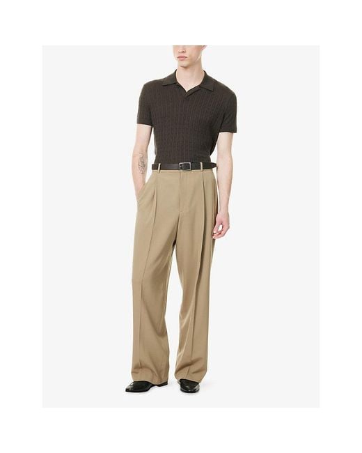Dunhill Purple Short-Sleeve Cable-Knit Cotton And Silk-Blend Polo Shirt Xxxl for men