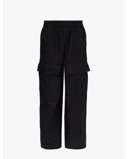 Acne Black Prudento Waffle-textured Wide-leg Cotton Trousers for men