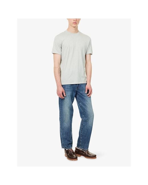 7 For All Mankind Gray Relaxed-Fit Crew-Neck Cotton-Blend T-Shirt for men