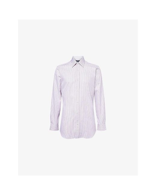 Dunhill Purple Striped-Pattern Long-Sleeved Cotton Shirt for men