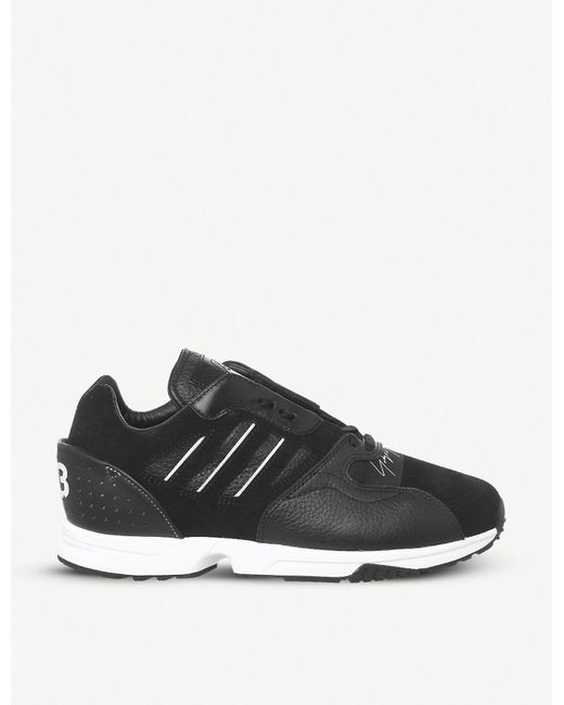 Y-3 Black Zx Run Leather And Suede Trainers for men