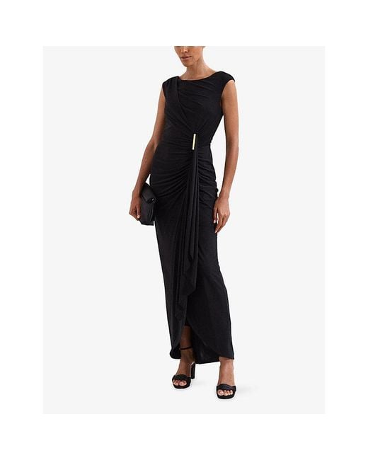 Phase Eight Blue Donna Boat-Neck Stretch-Woven Maxi Dress