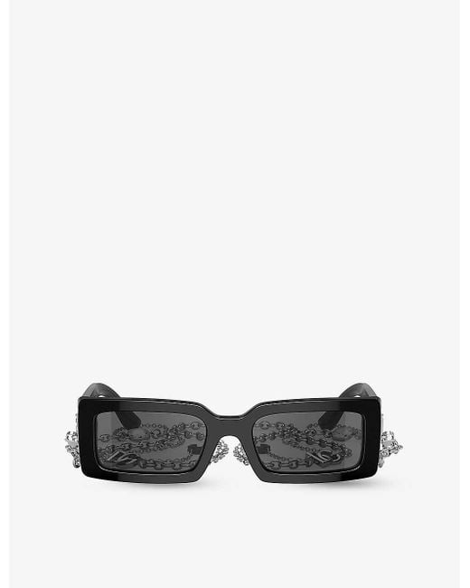 Dolce & Gabbana White Dg4413 Square-frame Acetate Sunglasses