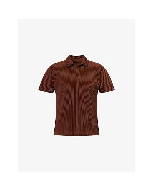 Homme Plissé Issey Miyake Brown Basics Pleated Knitted Shirt for men